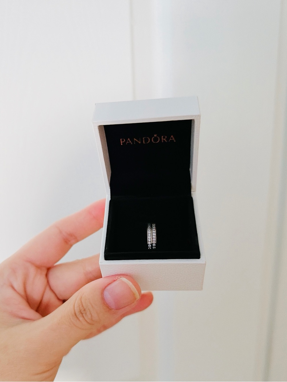 Pandora Silver Pavé Huggie Hoop Earrings - Clear Stones - Picture 6 of 7
